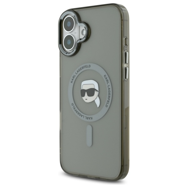 Karl Lagerfeld IML Metal Karl Head MagSafe dėklas iPhone 16 – juodas