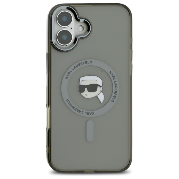 Karl Lagerfeld IML Metal Karl Head MagSafe dėklas iPhone 16 – juodas