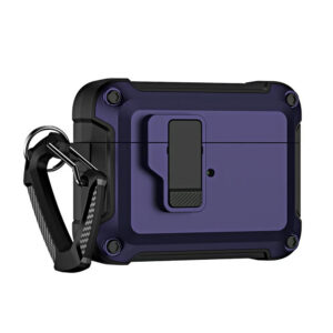 AirPods 4 Pro Armor dėklas su karabinu – violetinis