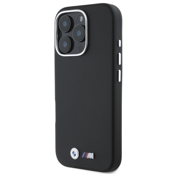 BMW M Edition Kevlar Metal dėklas iPhone 16 Pro Max – juodas