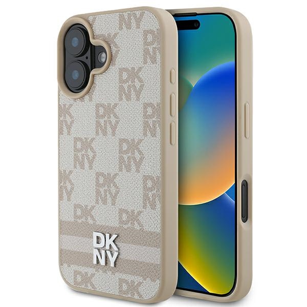 DKNY Checkered Pattern dėklas iPhone 16 – rožinis