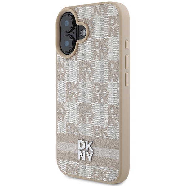 DKNY Checkered Pattern dėklas iPhone 16 – rožinis
