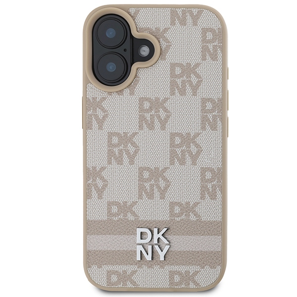 DKNY Checkered Pattern dėklas iPhone 16 – rožinis