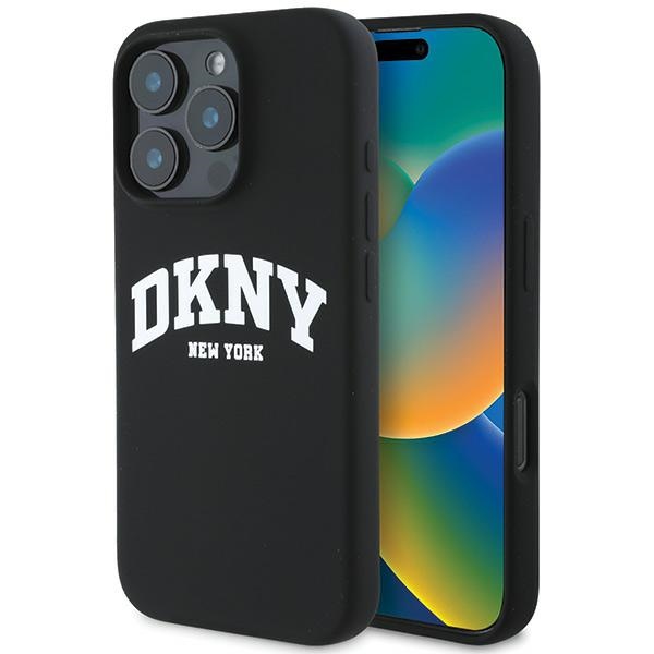 DKNY MagSafe silikoninis dėklas iPhone 16 Pro – juodas