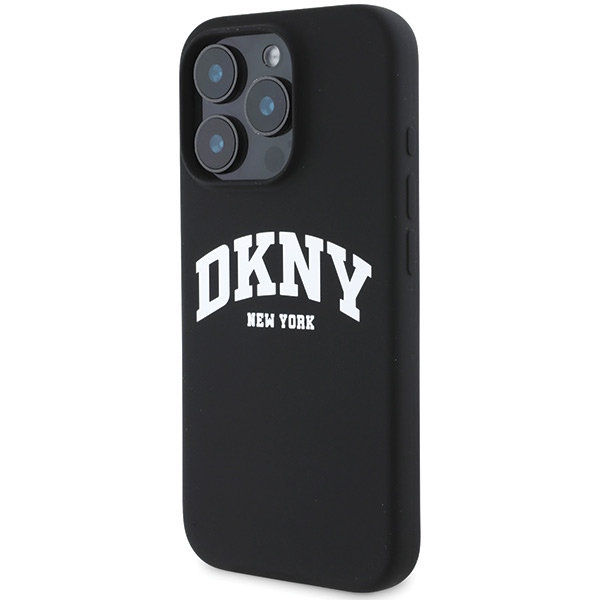 DKNY MagSafe silikoninis dėklas iPhone 16 Pro – juodas