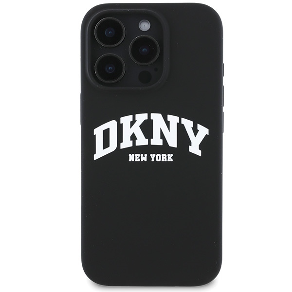 DKNY MagSafe silikoninis dėklas iPhone 16 Pro – juodas