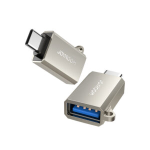 Joyroom S-H151 USB-C (vyriškas) / USB-A (moteriškas) adapteris su diržo kilpa – sidabrinis