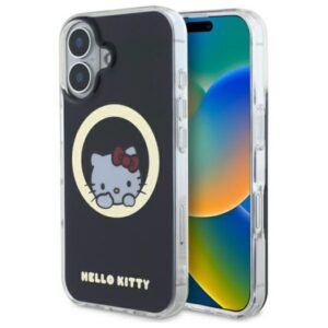Hello Kitty MagSafe dėklas iPhone 16 – juodas