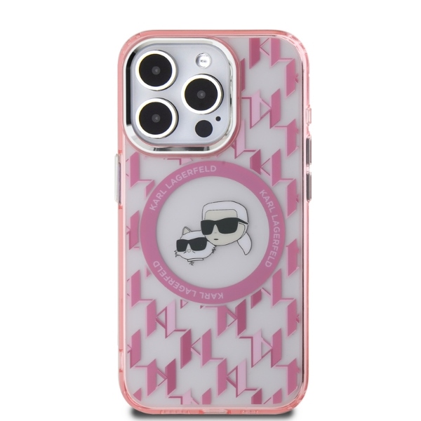 Karl Lagerfeld MagSafe dėklas iPhone 15 Pro – rožinis