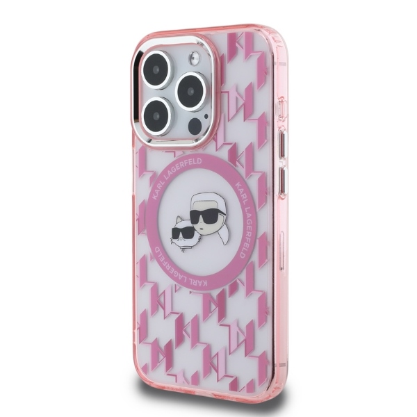 Karl Lagerfeld MagSafe dėklas iPhone 15 Pro – rožinis