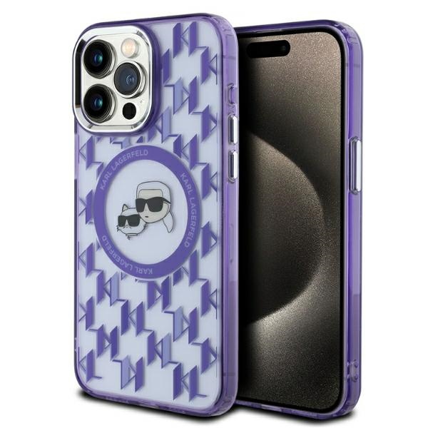 Karl Lagerfeld MagSafe dėklas iPhone 15 Pro – violetinis