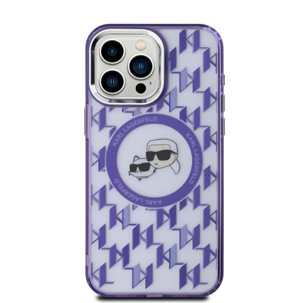 Karl Lagerfeld MagSafe dėklas iPhone 15 Pro – violetinis