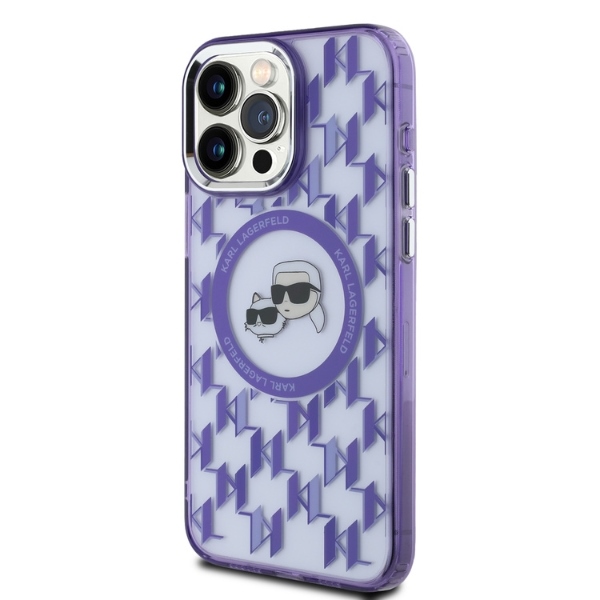 Karl Lagerfeld MagSafe dėklas iPhone 15 Pro – violetinis