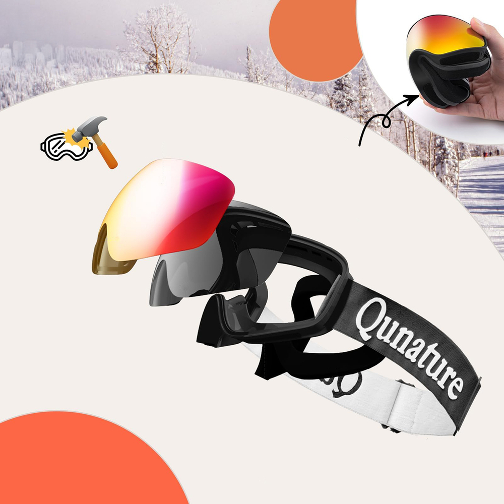Qunature Black slidžiavimo akiniai vaikams (dydis M/L) - Juodi