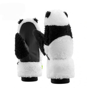 Qunature Panda žieminės pirštinės vaikams ir suaugusiems, dydis S - juoda/balta