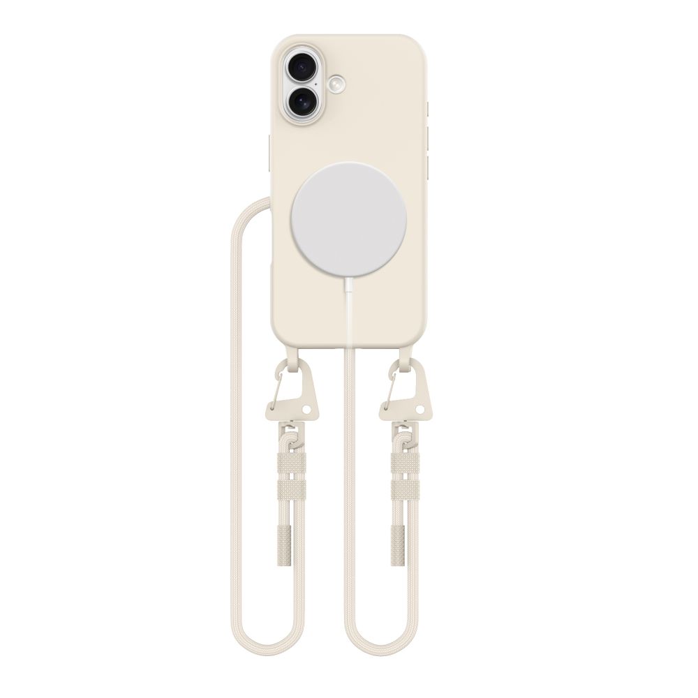 Dėklas Tech-Protect Magnecklace MagSafe iPhone 16, kreminis
