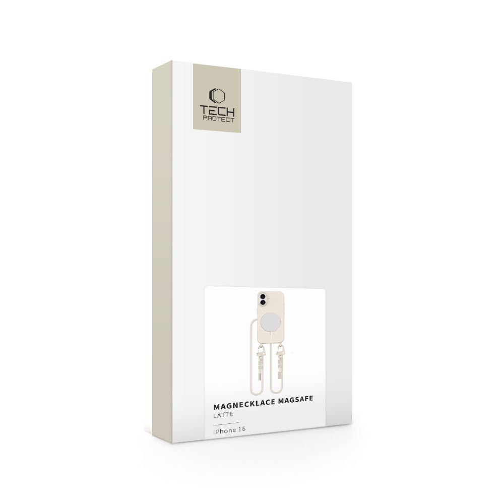 Dėklas Tech-Protect Magnecklace MagSafe iPhone 16, kreminis