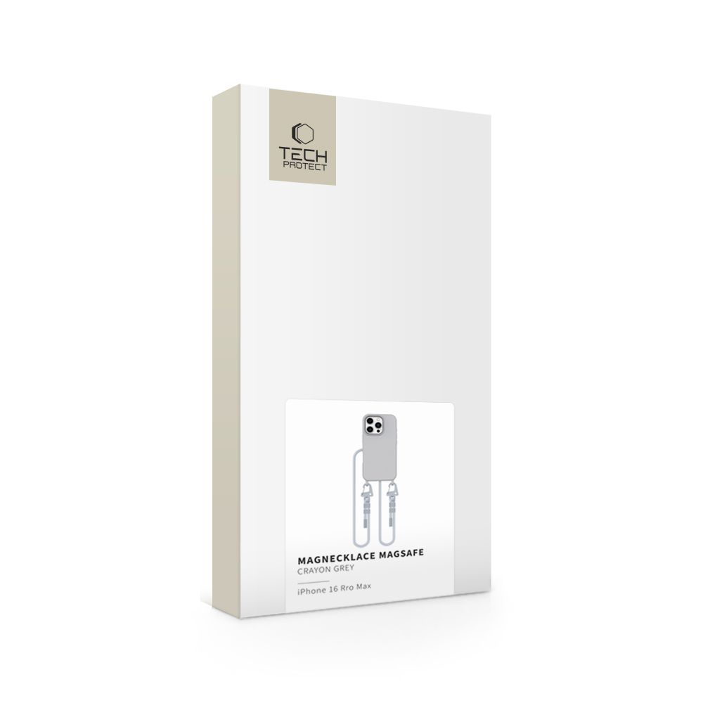 Dėklas Tech-Protect Magnecklace MagSafe iPhone 16 Pro Max, pilkas