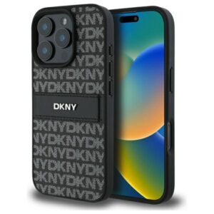 DKNY ekologiškos odos dėklas iPhone 16 Pro – juodas