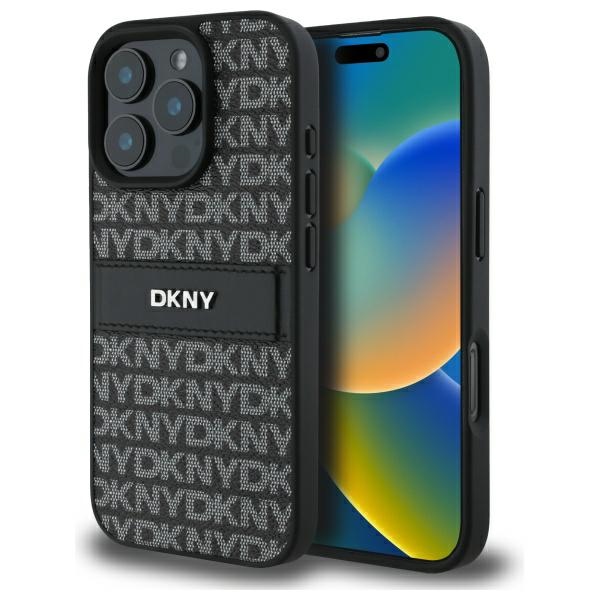 DKNY ekologiškos odos dėklas iPhone 16 Pro – juodas