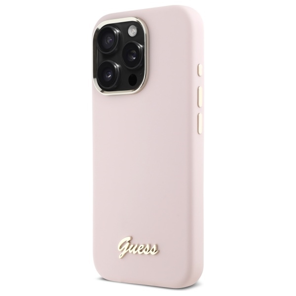 Guess silikoninis dėklas iPhone 16 Pro – rožinis