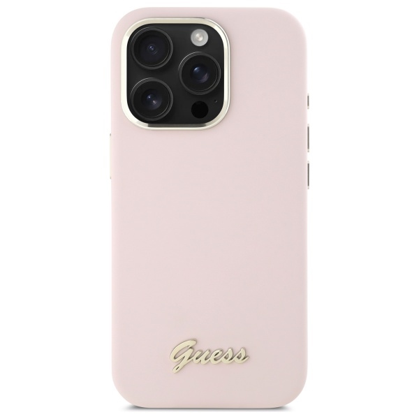 Guess silikoninis dėklas iPhone 16 Pro – rožinis