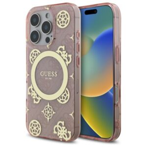 Guess MagSafe dėklas iPhone 16 Pro – rožinis