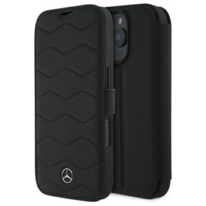 Mercedes-Benz Waves Leather dėklas iPhone 16 Pro Max – juodas