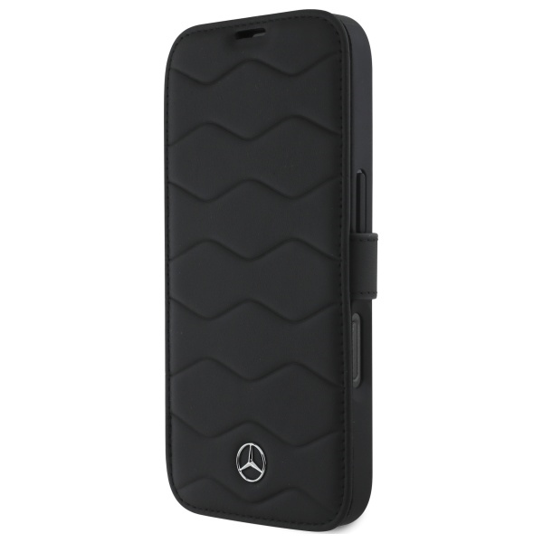 Mercedes-Benz Waves Leather dėklas iPhone 16 Pro Max – juodas