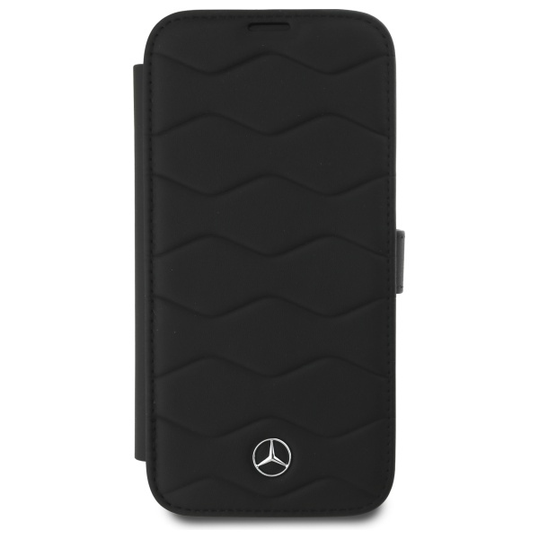 Mercedes-Benz Waves Leather dėklas iPhone 16 Pro Max – juodas