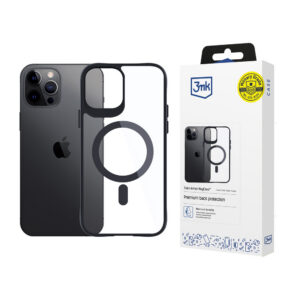 3mk Satin Armor MagCase su MagSafe skirtas iPhone 12 Pro Max - skaidrus su juodu rėmu