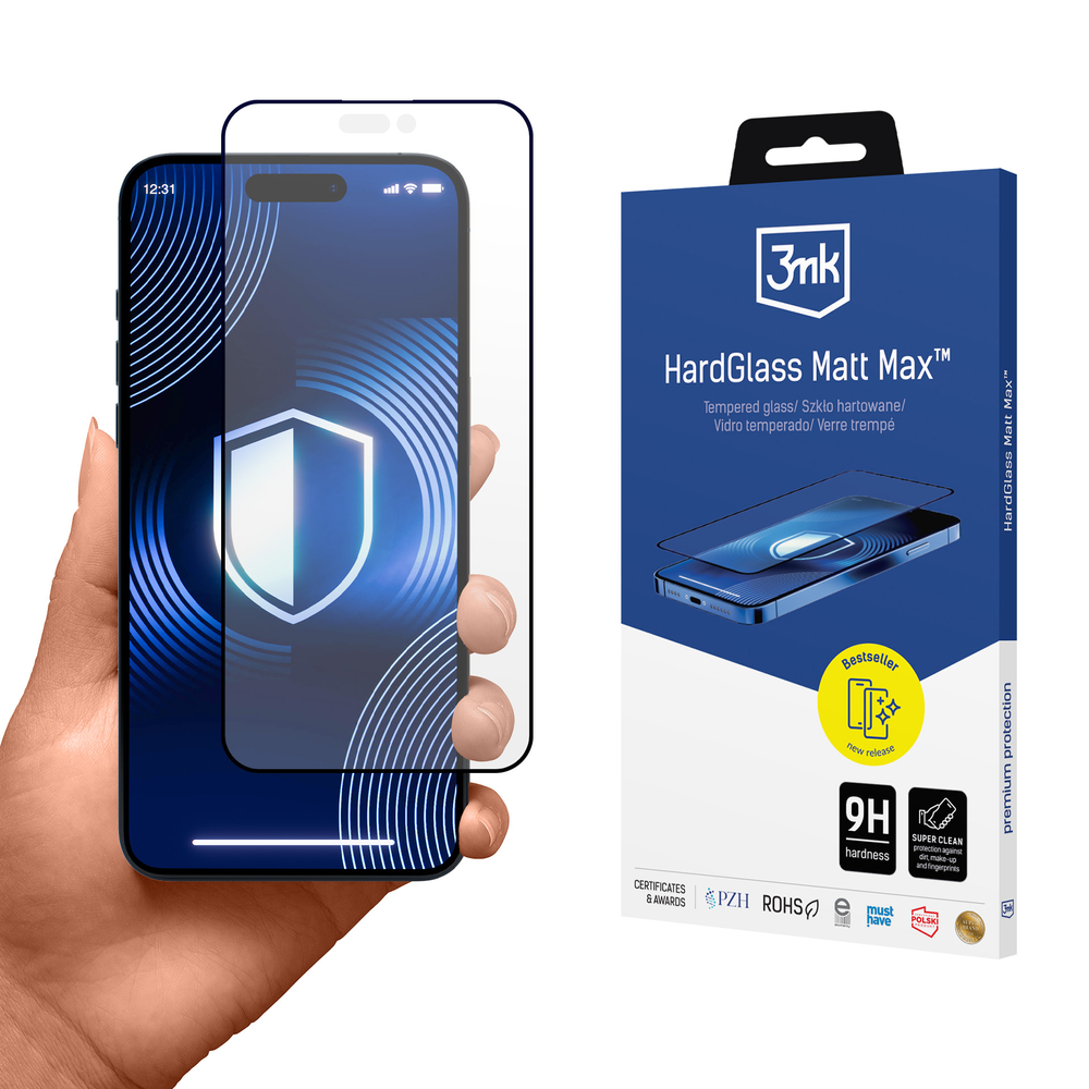 Grūdintas stiklas 3mk HardGlass Matt Max, skirtas iPhone 15 Pro