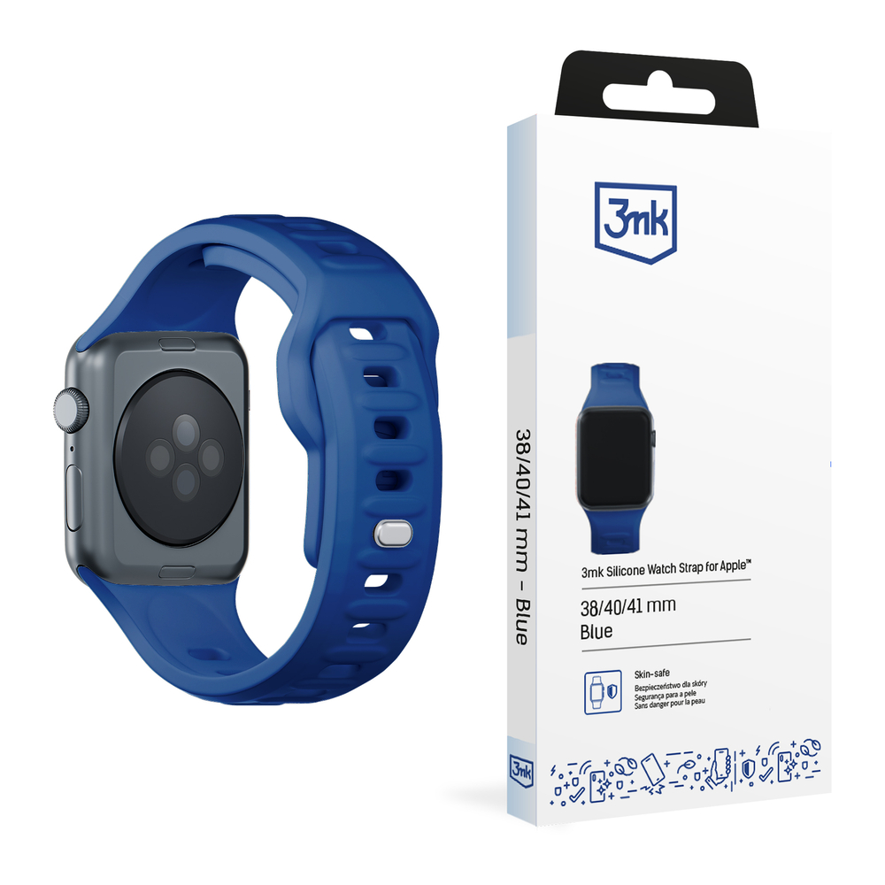 3mk silikoninis laikrodžio dirželis, skirtas Apple Watch 38 / 40 / 41 mm - mėlynas