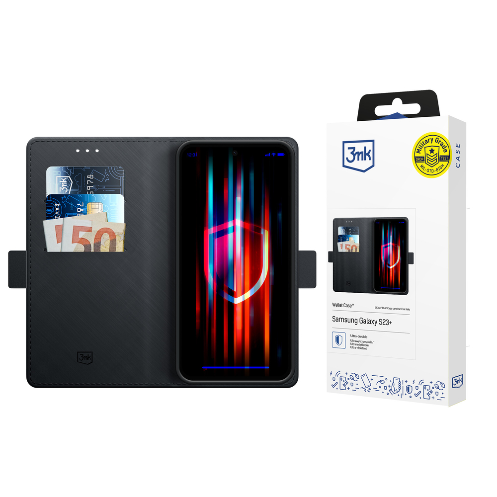 3mk piniginės dėklas, skirtas Samsung Galaxy S23+ – juodas