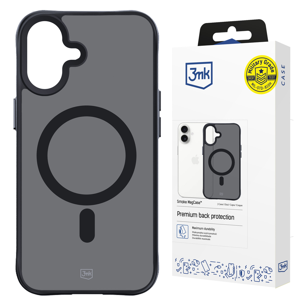 3mk Smoke MagCase su MagSafe iPhone 16 - pusiau permatomas