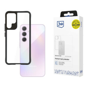 3mk Satin Armor Case+, skirtas Samsung Galaxy A35 5G - skaidrus su juodu rėmeliu
