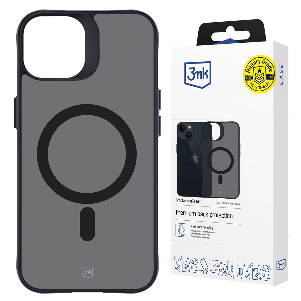 3mk Smoke MagCase su MagSafe iPhone 15 - pusiau permatomas