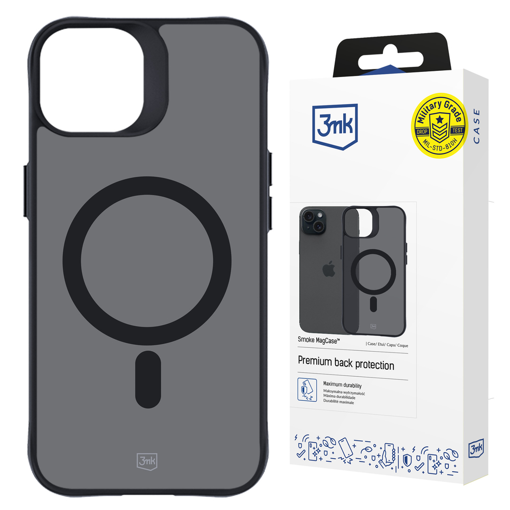 3mk Smoke MagCase su MagSafe iPhone 15 Plus - pusskaidri