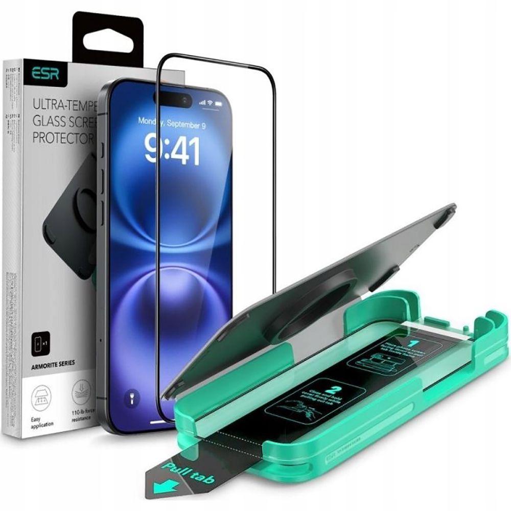 Apsauginis stiklas ESR Armorite iPhone 16 Pro, juodas