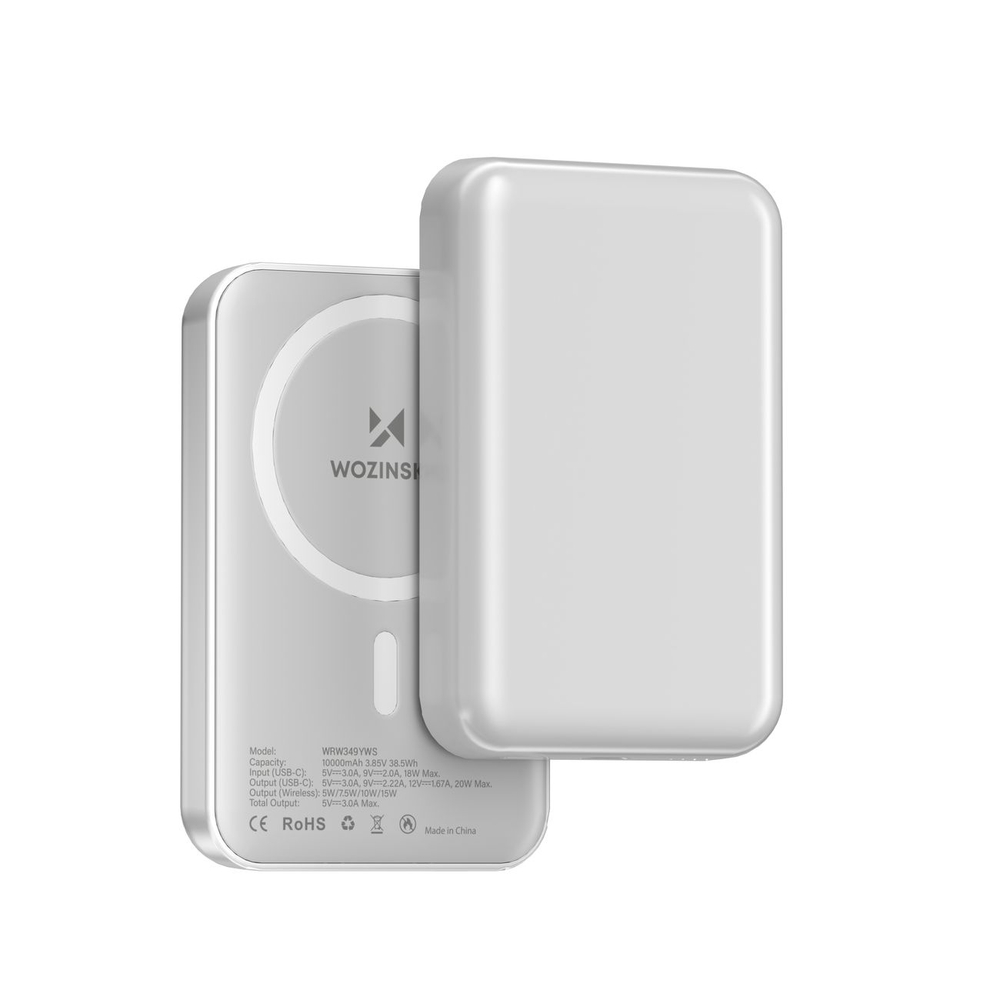 Wozinsky išorinė baterija WRW349YWS 10000 mAh magnetinė - balta