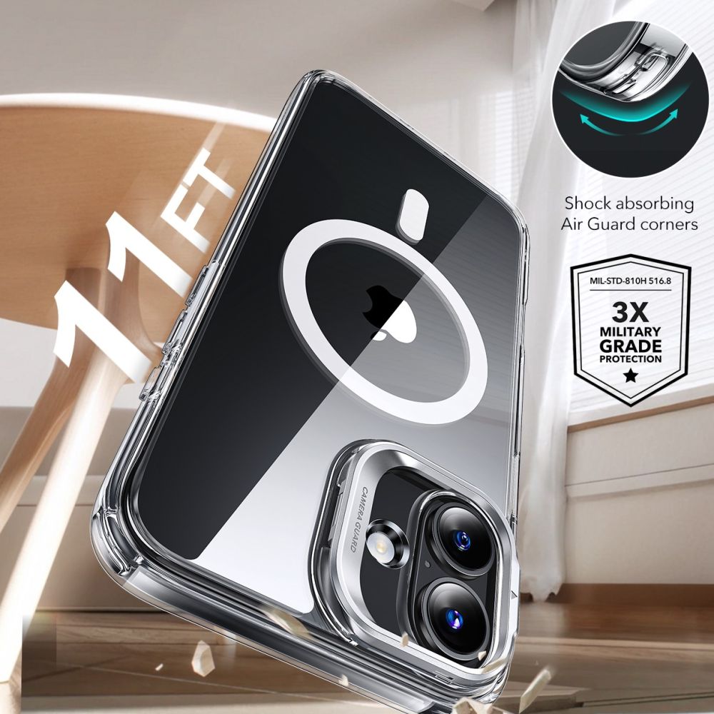Dėklas ESR Classic Hybrid Kickstand HaloLock MagSafe iPhone 16 Plus, skaidrus