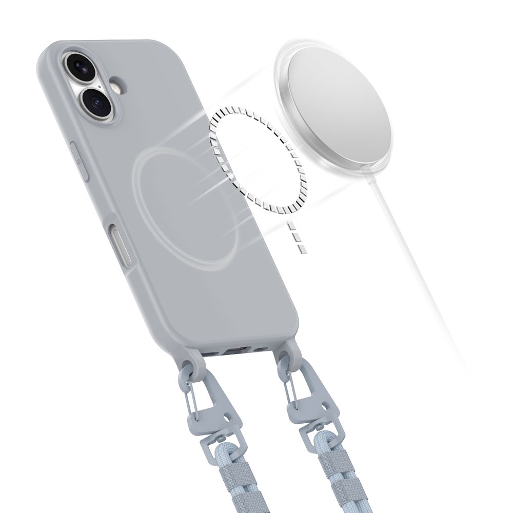 Dėklas Tech-Protect Magnecklace MagSafe iPhone 16, pilkas
