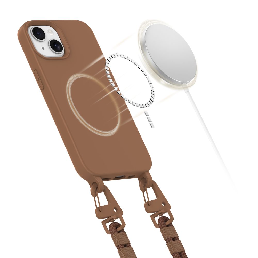 Dėklas Tech-Protect Magnecklace MagSafe iPhone 14, šokoladinis rudas