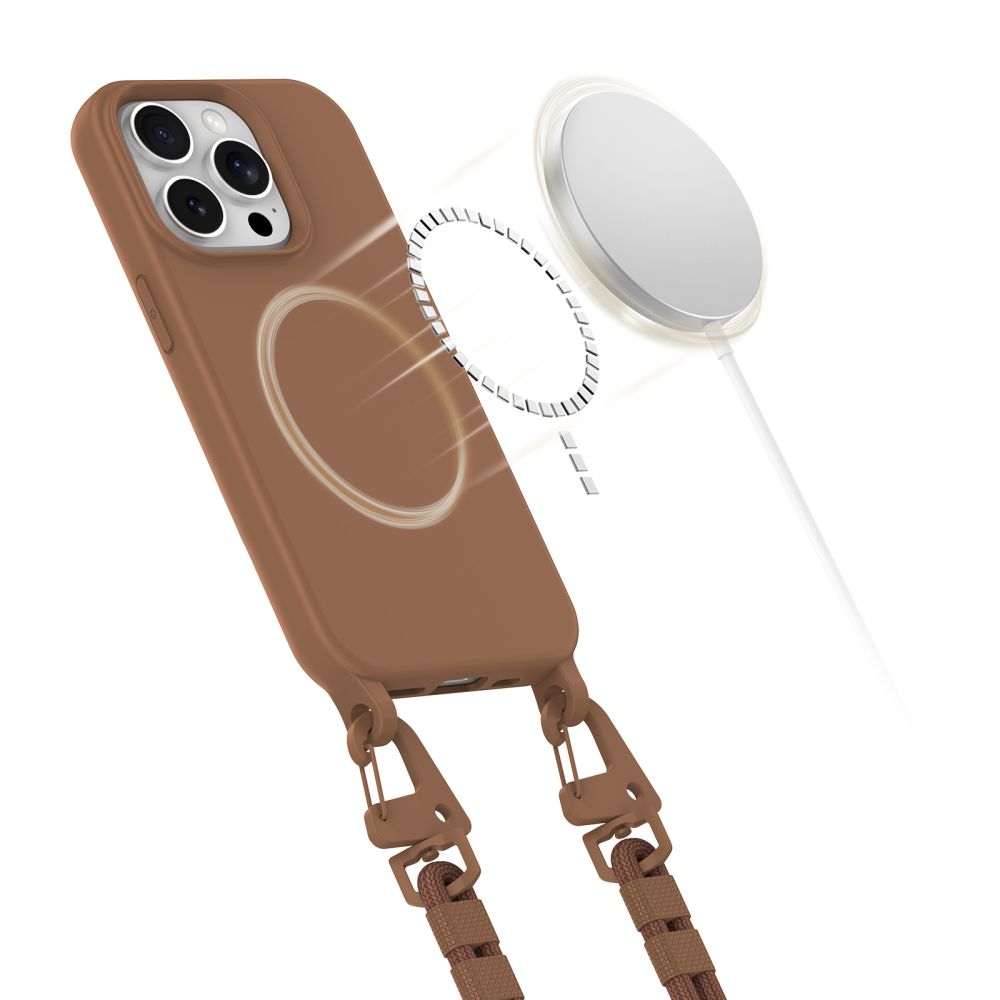 Dėklas Tech-Protect Magnecklace MagSafe iPhone 14 Pro, šokoladinis rudas