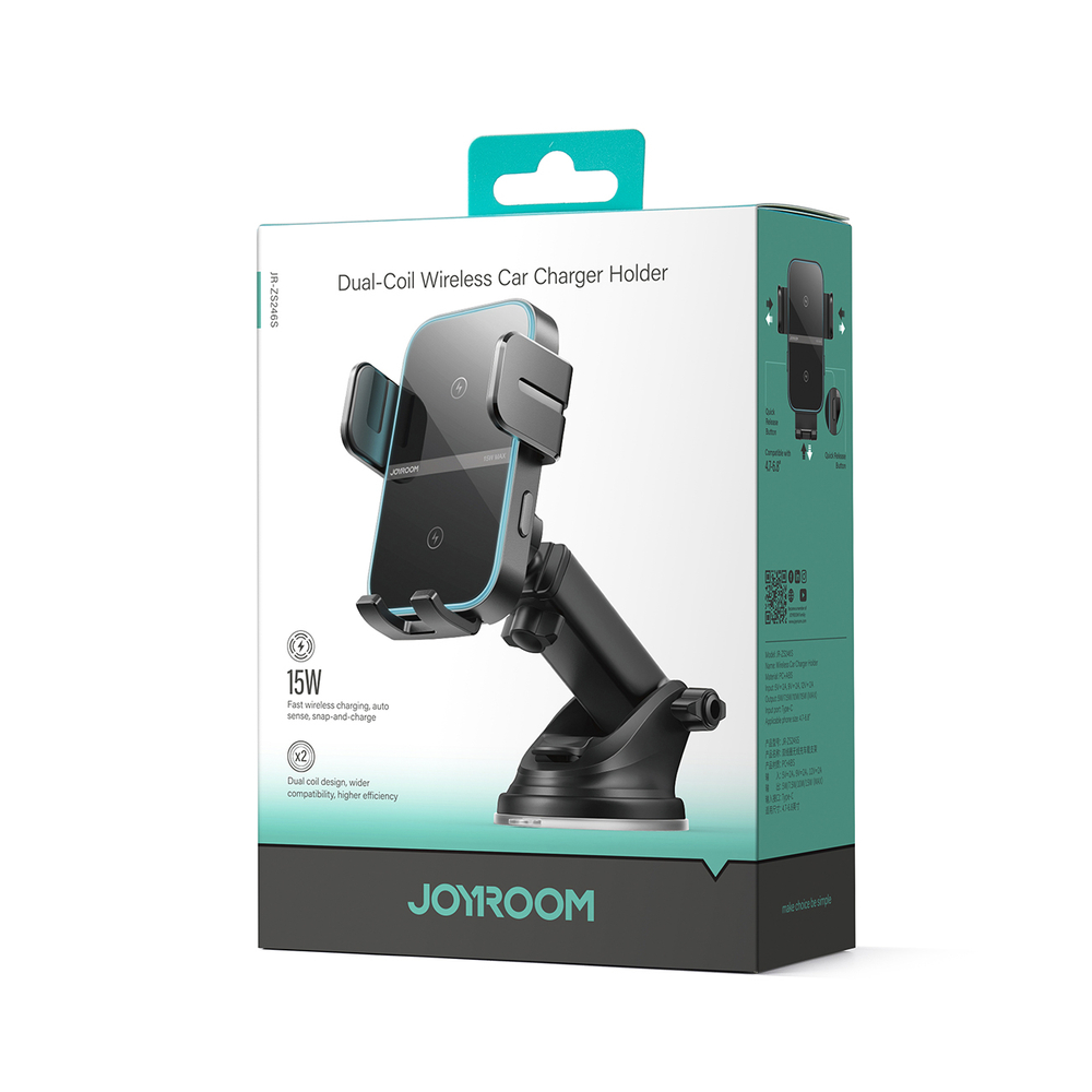 Joyroom JR-ZS246 S laikiklis su indukciniu įkrovikliu prietaisų skydeliui, juodas