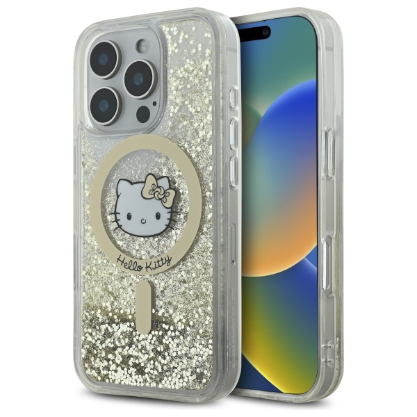 Hello Kitty MagSafe dėklas iPhone 16 Pro – auksinis