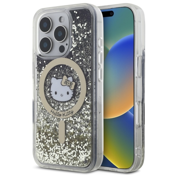 Hello Kitty MagSafe dėklas iPhone 16 Pro – auksinis