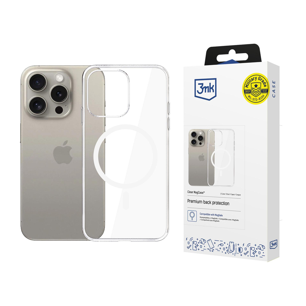 3mk skaidrus MagCase dėklas, skirtas Apple iPhone 15 Pro Max – skaidrus