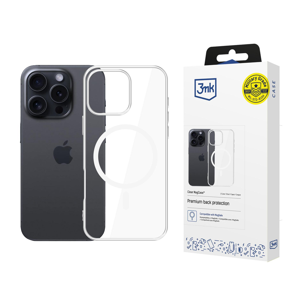 3mk skaidrus MagCase dėklas, skirtas Apple iPhone 16 Pro – skaidrus