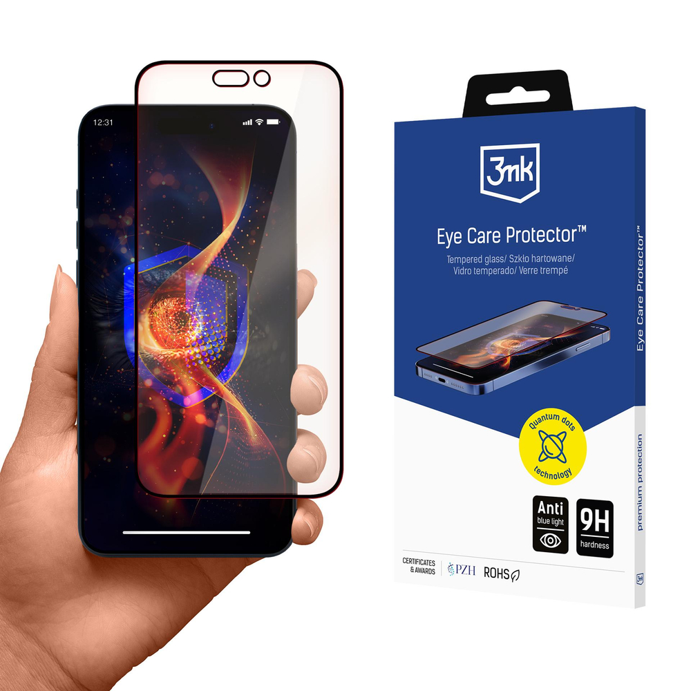 Grūdinto stiklo 3mk akių priežiūros priemonė, skirta Apple iPhone 15/16
